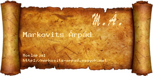 Markovits Árpád névjegykártya