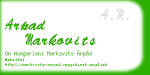 arpad markovits business card
